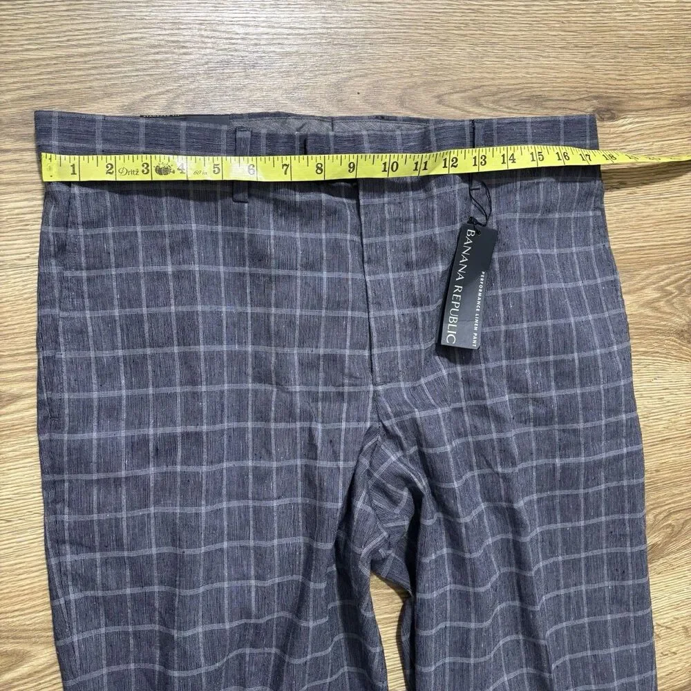 Banana Republic Pants Mens 34x36 Gray Performance Linen Blend Standard Fit NWT